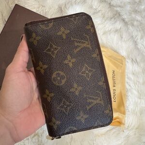 Louis Vuitton Brown and Gold Monogram Zipper Wallet